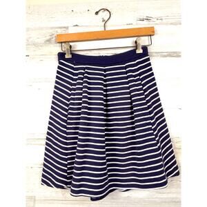 Boden Womens 4 Blue White Stripe Lexington Cotton Stretch Pleated Mini Skirt